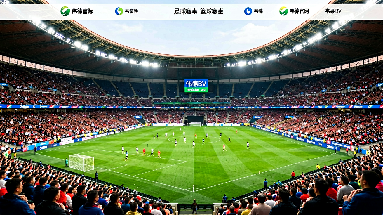 伟德官网首屏：大型体育场馆内足球比赛全景，体现赛事覆盖的丰富性